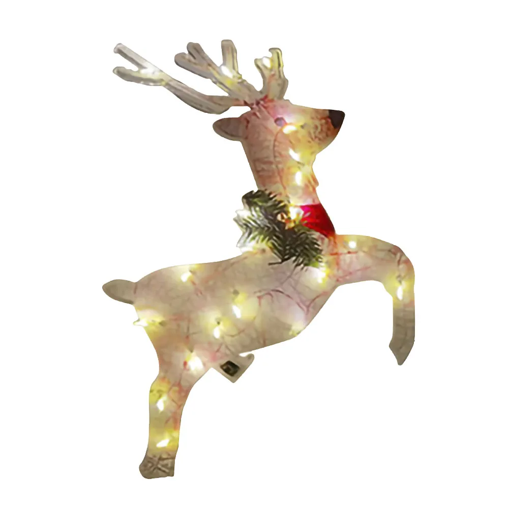 Christmas Wrought Acrylic  LED Light Glowing Garden Decoration Elk Statue Outdoo - £56.70 GBP