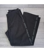 Vintage ARMANI Logo Pants Black Snap Side LOGO Straight Leg High Waist A... - $157.71 CAD