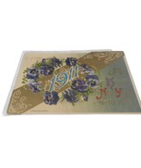 Vintage 1911 New Year&#39;s Postcard posted Floral Embossed - $6.00