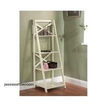 X-Shelf Storage Space Saver Ladder Bookcase White Display Home Office 4-... - $107.51