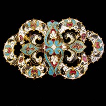 Antique French enamel Buckles brooch - Large vintage victorian sash buckle - Fle - £208.53 GBP