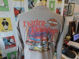 Vtg 90s Harley Davidson Motorcycle King Of the Road Gray Long Sleeve T Shirt L - £31.13 GBP