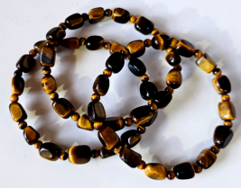 vintage set of three tiger eye stretch bracelets - £34.41 GBP