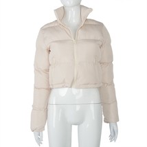 Puffer Jacket Adjustable Pockets Long Sleeve Zip Up Short Coat Parkas Winter Wom - £39.38 GBP