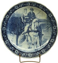 Vintage Plate Boch Carriage Large White Blue Black Brass Cream Pine Gray - £135.09 GBP