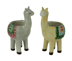 Colorful Festive Llama Love Decorative Planters Set of 2 Small - £22.47 GBP