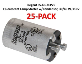 Fluorescent Lamp Starter w/Condensor, 30/40 W, 110V, Regent FS-4B-XCP25 ... - $369.07 MXN