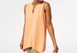 Joan Rivers Cotton Blend Sleeveless Sharkbite Top Sun Baked, X-Small - £13.89 GBP