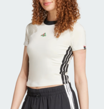adidas Pizza Graphic T-Shirt Women&#39;s Sports Gym Tee Casual Top AsiaFit K... - $48.90