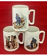 Vintage 3 mugs from the Norman Rockwell Museum1985 12 Oz. gold trim - £7.70 GBP