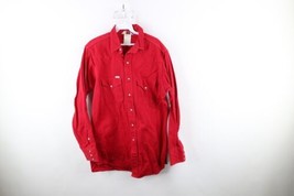 Vintage 90s Carhartt Mens 16 35 Faded Denim Western Rodeo Button Shirt Red USA - £47.33 GBP