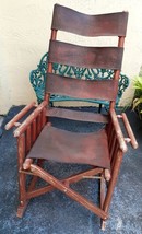 Vintage Costa Rica Fold up Wood Tooled Leather Rocking Chair Hand Crafted - £70.97 GBP