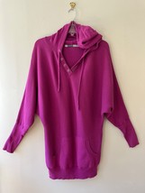 Athleta Sz S Purple Sweatshirt Mini Dress Hoodie V Neck Stretch Kangaroo... - $28.10