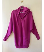 Athleta Sz S Purple Sweatshirt Mini Dress Hoodie V Neck Stretch Kangaroo... - $517.84 MXN