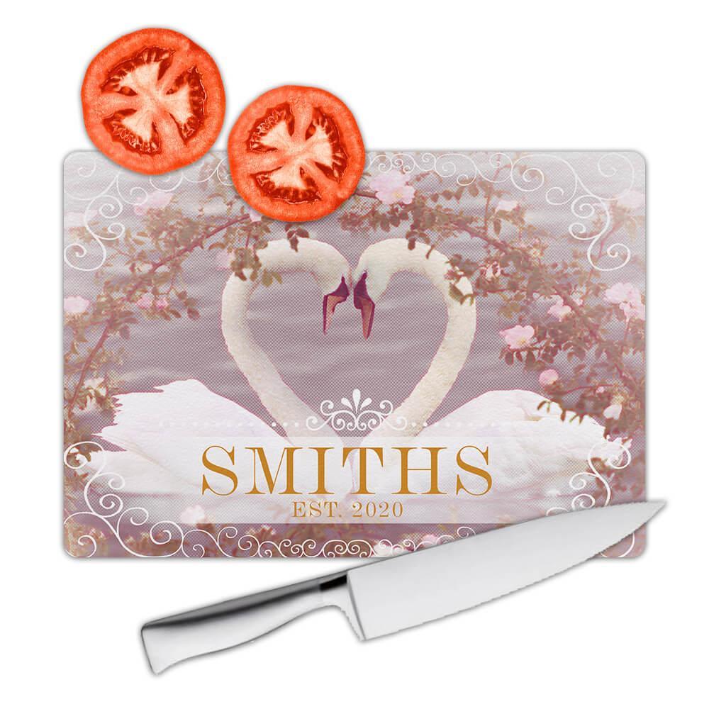 Personalized Family Name Swan : Gift Cutting Board Wedding Engagement Est. Famil - $29.99