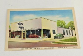 1940s Ford Agency Baldwin Motor Co Clinton SC Linen Postcard - £15.61 GBP