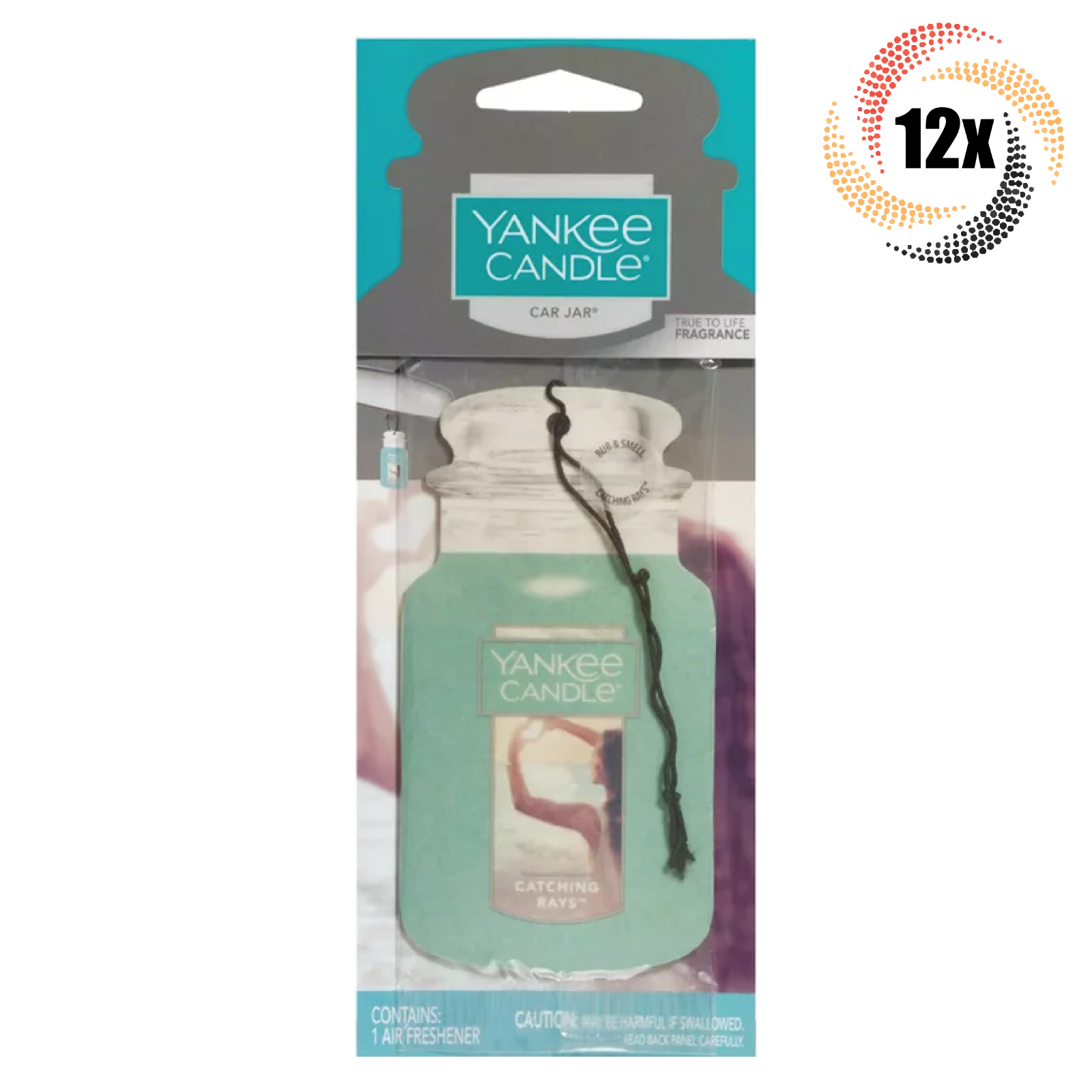 Primary image for 12x Packs Yankee Candle Jar Car Hanging Air Freshener | Catching Rays Scent