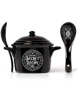 Alchemy Gothic Witches Secret Recipe Bowl Lid Spoon Black China MW DW Sa... - £23.55 GBP