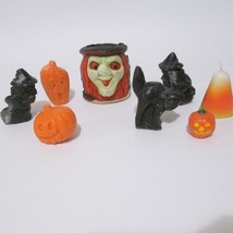 Gurley Halloween 8 Candle Lot Vintage Witch Cat Pumpkin Candy Corn Has Flaws - £31.18 GBP