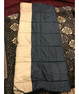 NWOTs Adult Sleeping Bag Navy Blue &amp; Tan / Beige 30 x 75 w/ Double tying... - £38.12 GBP