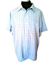 Marc Edwards Shirt Men&#39;s Size XXL Casual Blue Plaid Button Front Short Sleeves  - £13.55 GBP