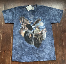 NWT Vintage Bear Wolf Bison Eagle Back To Earth Nature Wear Tie Dyed T S... - $22.76