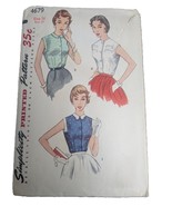 16/34 Vintage 1950s Sewing Pattern Simplicity 4679 Blouses - $14.99