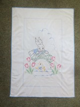 Vintage BUNNY &amp; CHICK in the SPRING Cotton CRIB COVER - 33&quot; x 46&quot; - $24.95