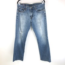 Lucky Brand Mens Jeans Straight Leg Medium Wash Distressed Stretch 34x31 - $19.24