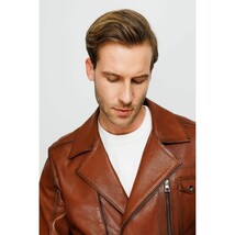 Vinci The Monola Tan Leather Men Jacket image 12