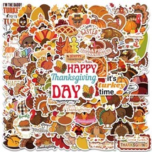 100 Pcs Handmade Thanksgiving Turkey Pumpkin Cartoon Stickers DIY Laptop, Luggag - £9.55 GBP