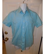 Express Fitted Button Down Short Sleeve Blue Shirt Size M 15-15 1/2) Men... - €21,49 EUR