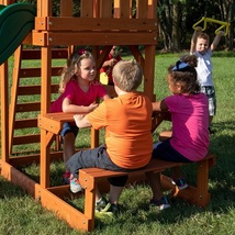 Swing Set Cedar Wood Playset  Backyard Outdoor Garden Kids Entertainment Slide image 2
