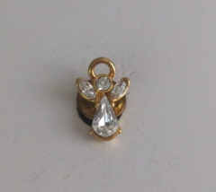 Vintage Tiny White Jeweled Angel With Halo Gold Tone Lapel Hat Pin - £5.79 GBP