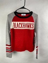 Touch by Alyssa Milano Womens M NHL Black Hawks Logo Crewneck Sweater Red Gray - £27.42 GBP