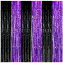 Graduation Decorations 2023 Purple Black Foil Fringe Backdrops, Black Purple Par - £18.78 GBP