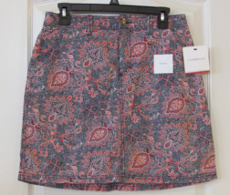 Croft &amp; Barrow Classic Fit Twill Skort Blue Red Paisley Women&#39;s Sz 6 NWT... - $18.01