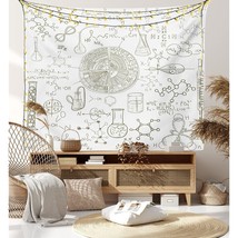 Science Tapestry King Size, Science Theme Hand Drawn Style Chemistry Laboratory  - £31.26 GBP