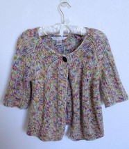 Jillian Nicole Petite Hand Knitted Cardigan Sweater PM M Pastel Tweed w Metallic - £15.16 GBP