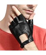 Leather Fingerless Gloves Breathable Driving Non Slip Gloves For Men Women - £16.61 GBP