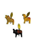 Vintage Hadmade Miniature Animal Charm Bead Lot of 3 Elephant Tiger Llam... - $20.74 CAD
