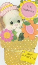 Vintage Mother&#39;s Day Card Puppy Dog in Flower Pot Godmother American Gre... - $6.92