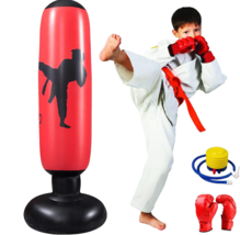 63&quot; Punching Bag Inflatable Boxing Bag Set for Kids Age 3+ in Red/Black - £28.90 GBP