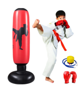 63&quot; Punching Bag Inflatable Boxing Bag Set for Kids Age 3+ in Red/Black - £28.45 GBP