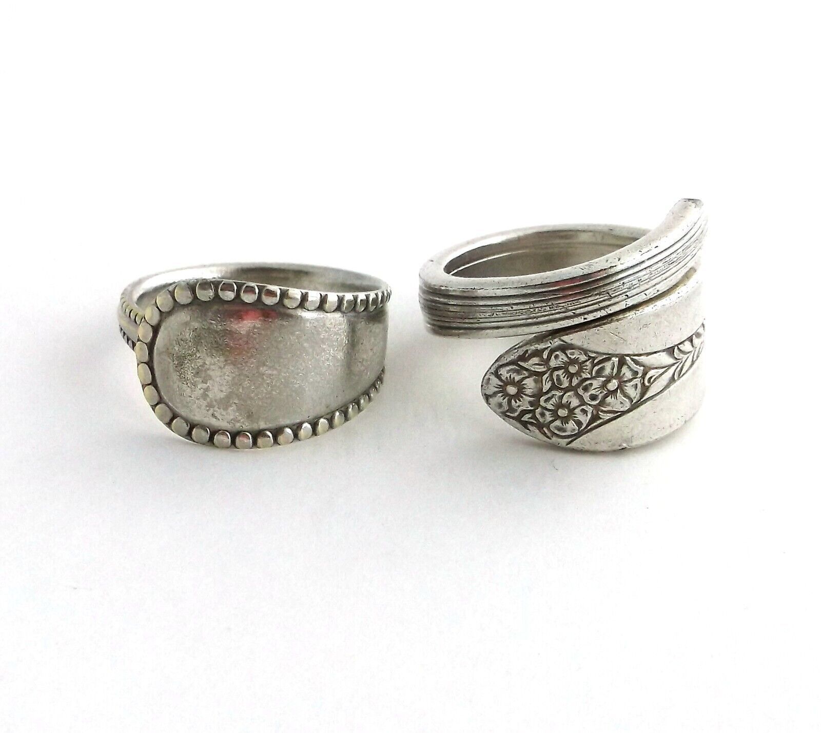 Primary image for Spoon Ring Lot Size 9 And 10 Artisan Made From Used Silverware Band Bypass