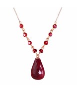 15.8 Carat 14K Rose Gold Everlasting Natural Ruby Briolette Necklace 14&quot;... - £319.42 GBP
