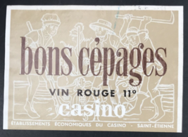 VTG Original Bons Cepages Vin Rouge Red Wine Bottle Label Saint Etienne ... - £17.92 GBP