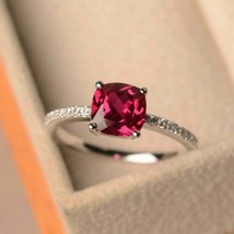 3.25 925Sterling Silver Natural Certified Ruby Octagon Bundle Ring Gift For Her - £41.06 GBP