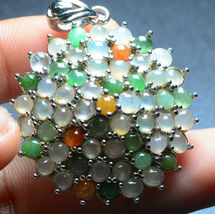 Lot of Jadeite A Jade Multi Color Gemstones White Orange Green Brass Pendant - £71.93 GBP