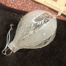 Frosted Glass Teardrop Silver Decoration Christmas Ornament - £3.17 GBP